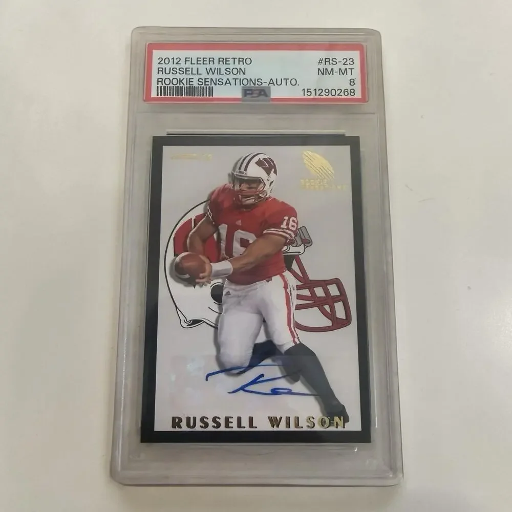2012 Fleer Retro Rookie Sensations RS-23 Russell Wilson Auto PSA 8