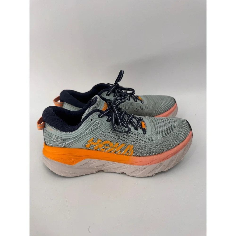 Hoka One One Bondi 7 Running Shoes Women 7 Blue Orange Max Cushion Road Runner