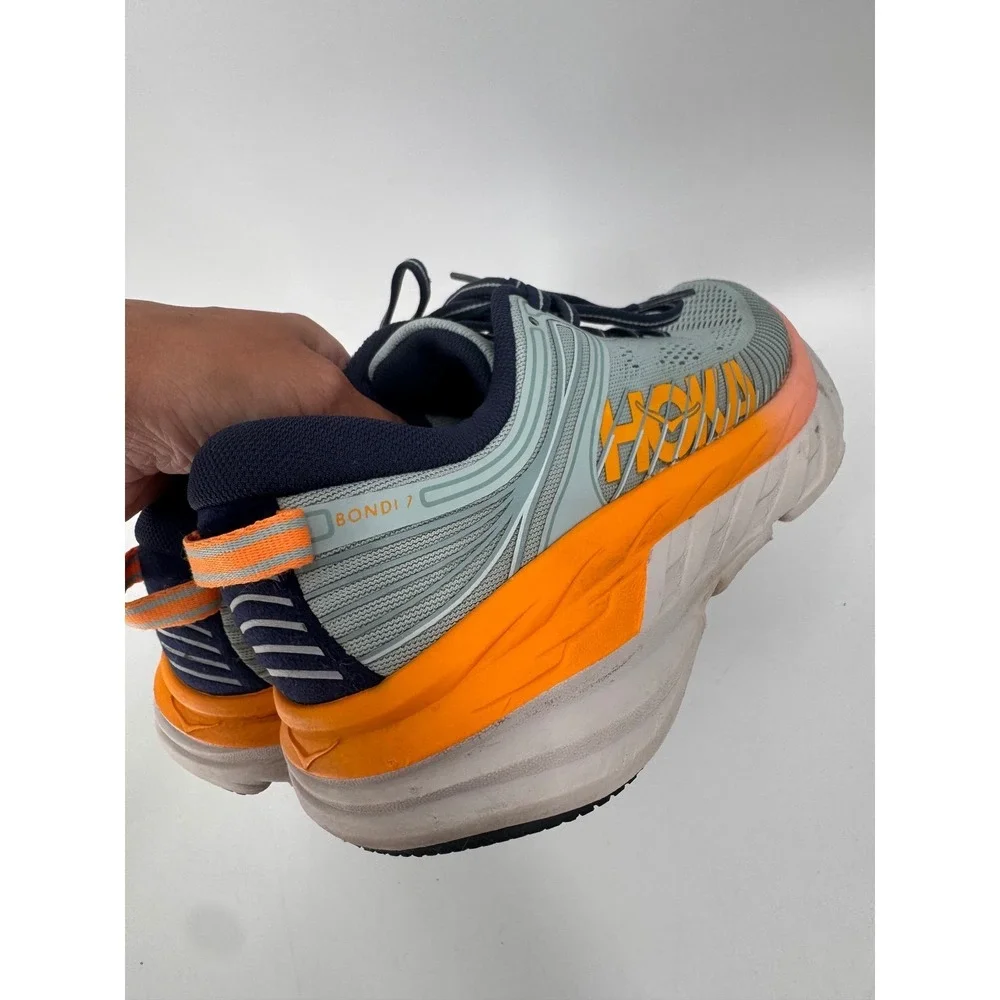 Hoka One One Bondi 7 Running Shoes Women 7 Blue Orange Max Cushion Road Runner