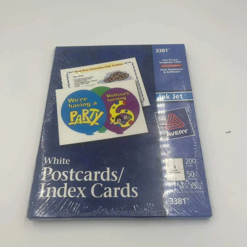 Avery 3381 White Postcards Index Cards Ink Jet 200 Count New‎