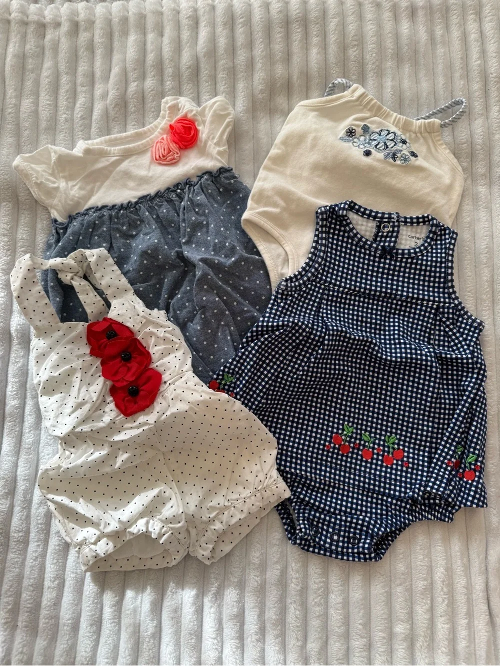Three piece  Little Girl Bundle in White & Navy