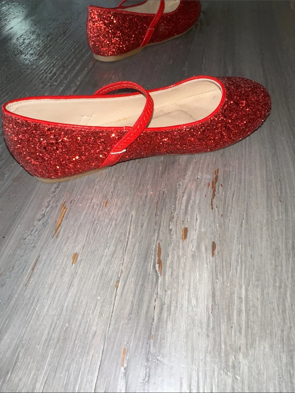 Kids' Red Glitter Mary Jane Ballet Flats