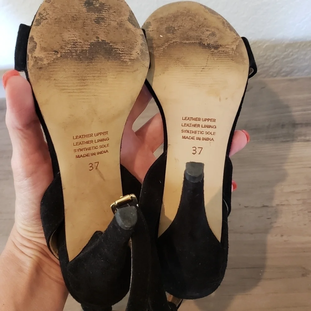 Witchery Black Leather Heels Womens