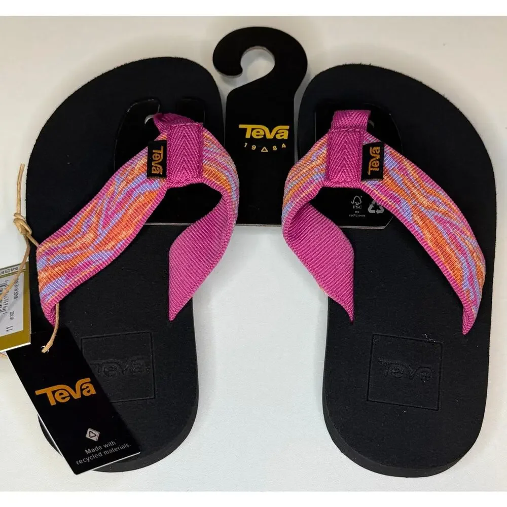 Teva Kids Pink Multi-Color Strap Flip Flops