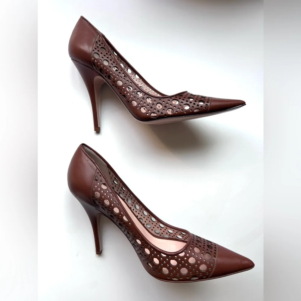 kate spade Brown Laser-Cut Pointed Toe Pump