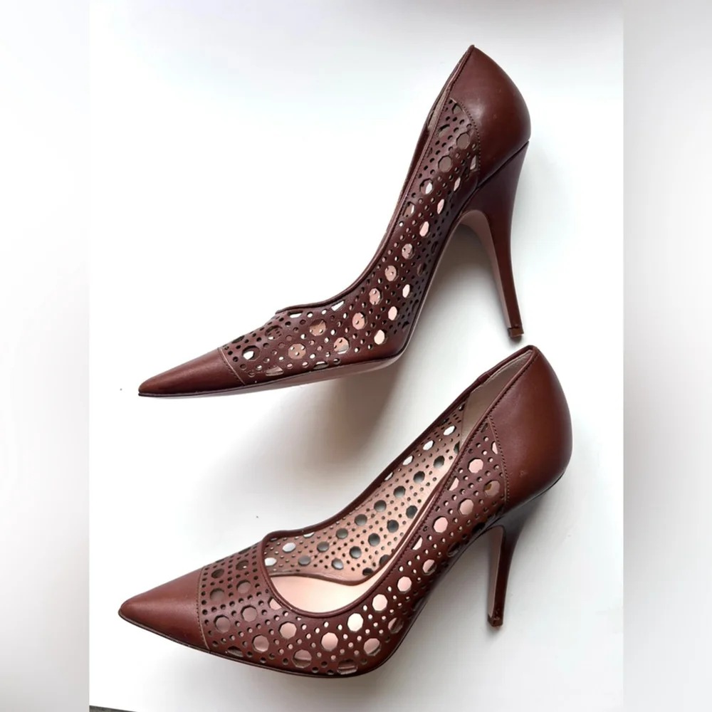 kate spade Brown Laser-Cut Pointed Toe Pump