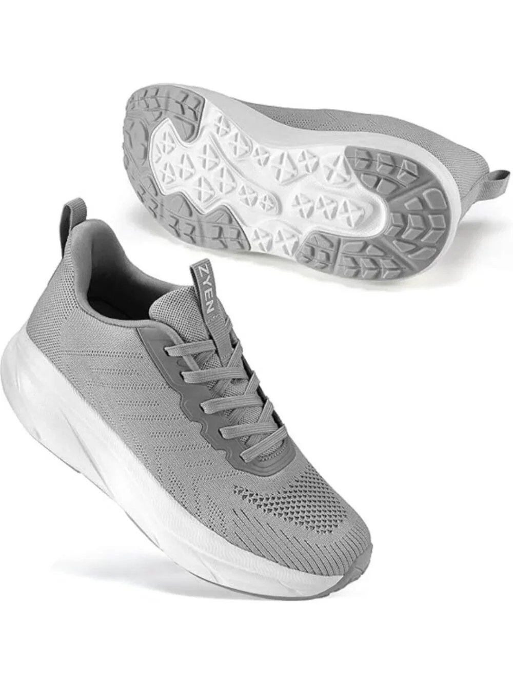 Women's Grey Walking Shoes Non-Slip Breathable Mesh Athletic Sneakers