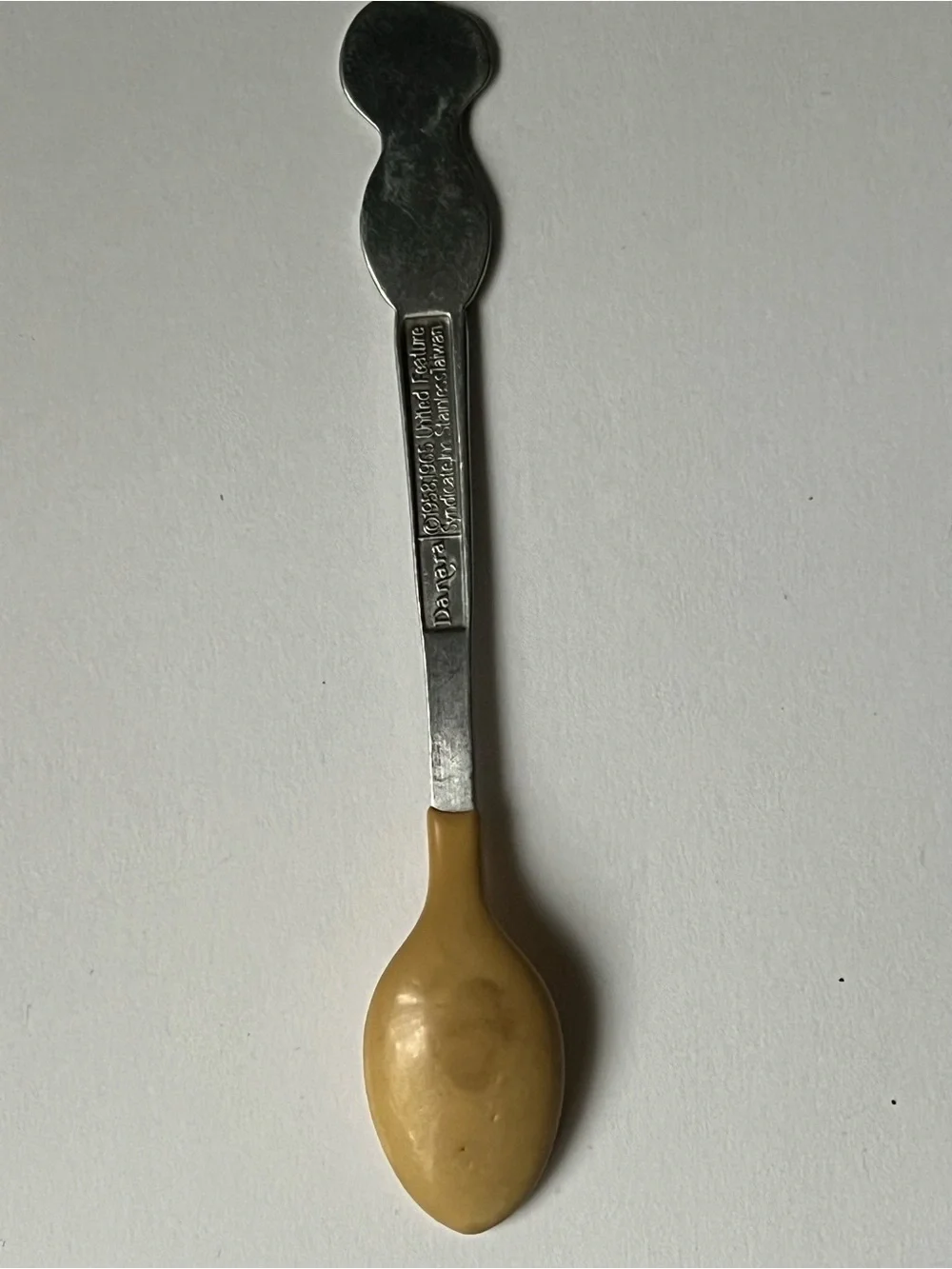 Vintage Snoopy Stainless Steel & Cream Baby Spoon