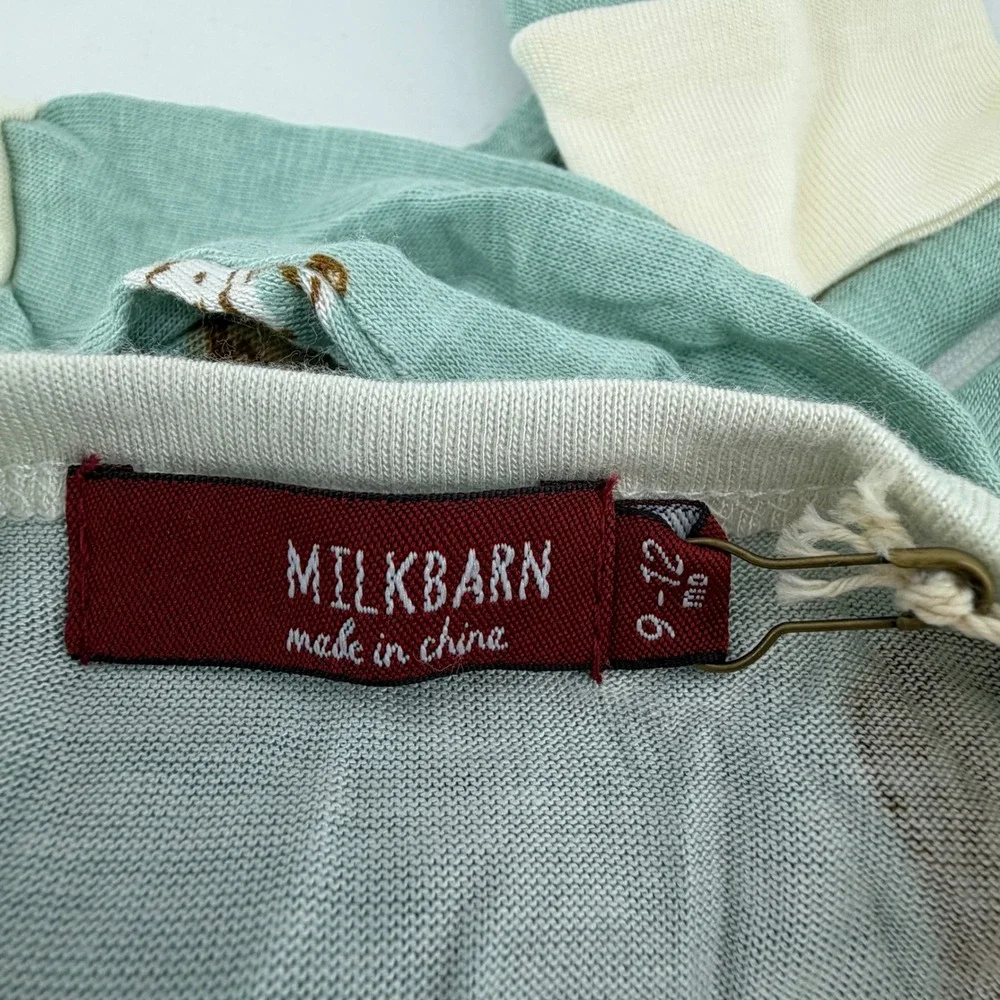 Milkbarn Kids Blue Moose Bamboo Zipper Pajama Romper One Piece Sleeper NWT 9-12M