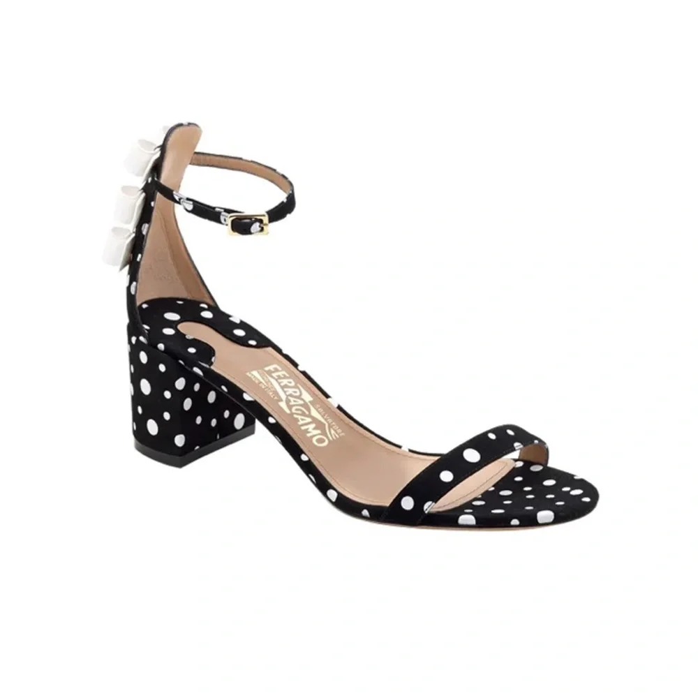 Salvatore Ferragamo Black and White Polka Dot Women's Sandals- Sz 9- Worn Once