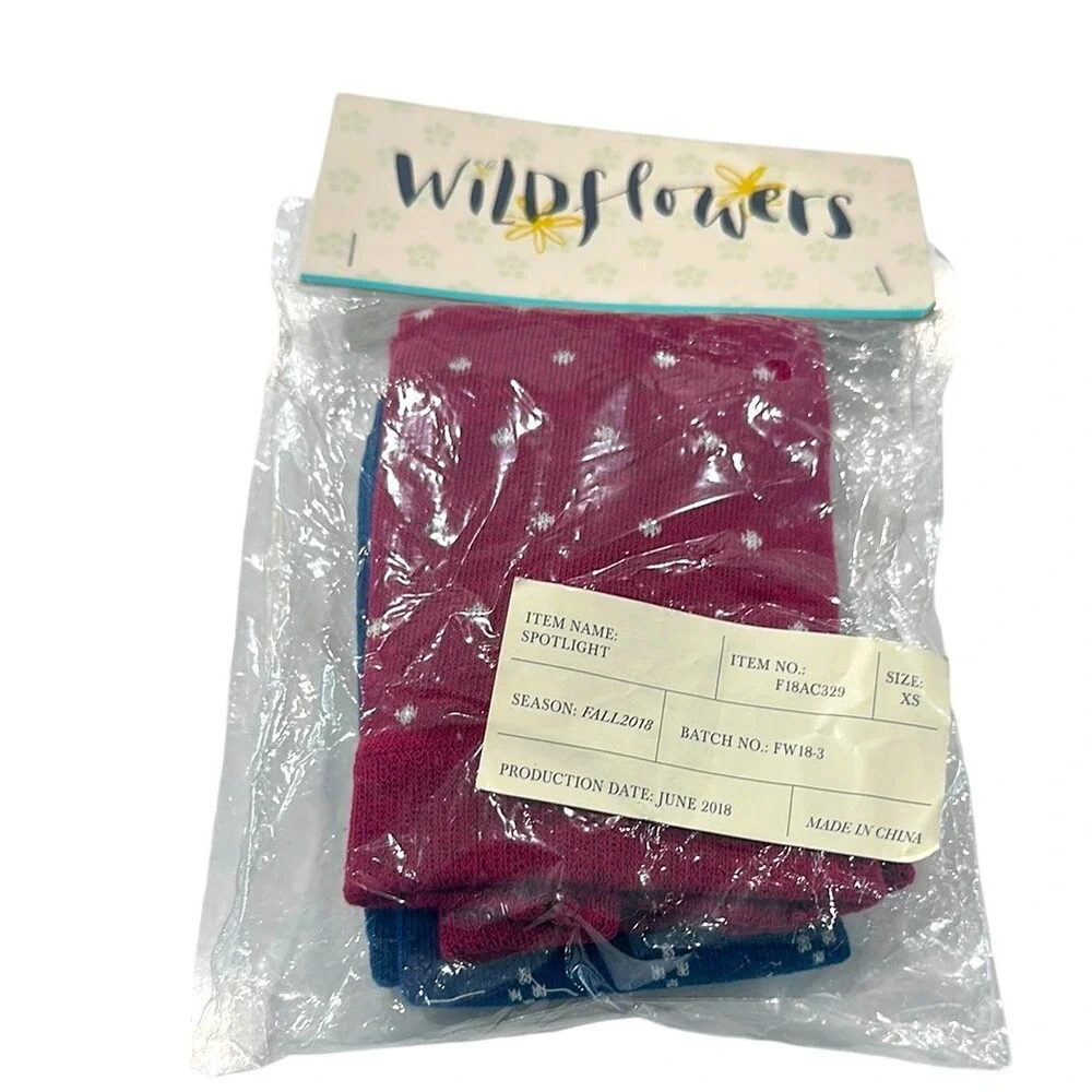 Wildflowers Spotlight Kids Tights‎ X Small Burgundy White Polka Dot Blue