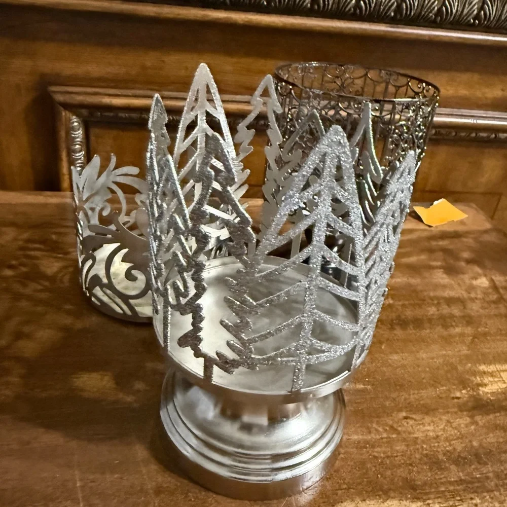 Bath & Body Works 3-Wick Candle Holder Set of 3 Decorative Pedestal Holders