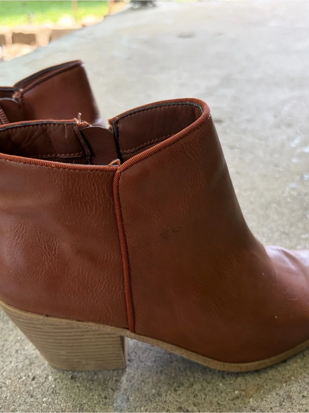 Women's Brown Ankle Bootie with Block Heel