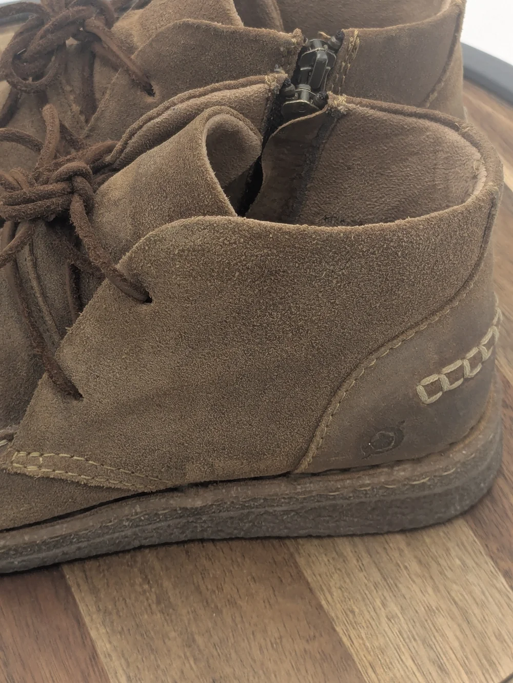 Born Analia Brown Suede Chukka Boots Lace Up Side Zip Ankle Booties Size 10