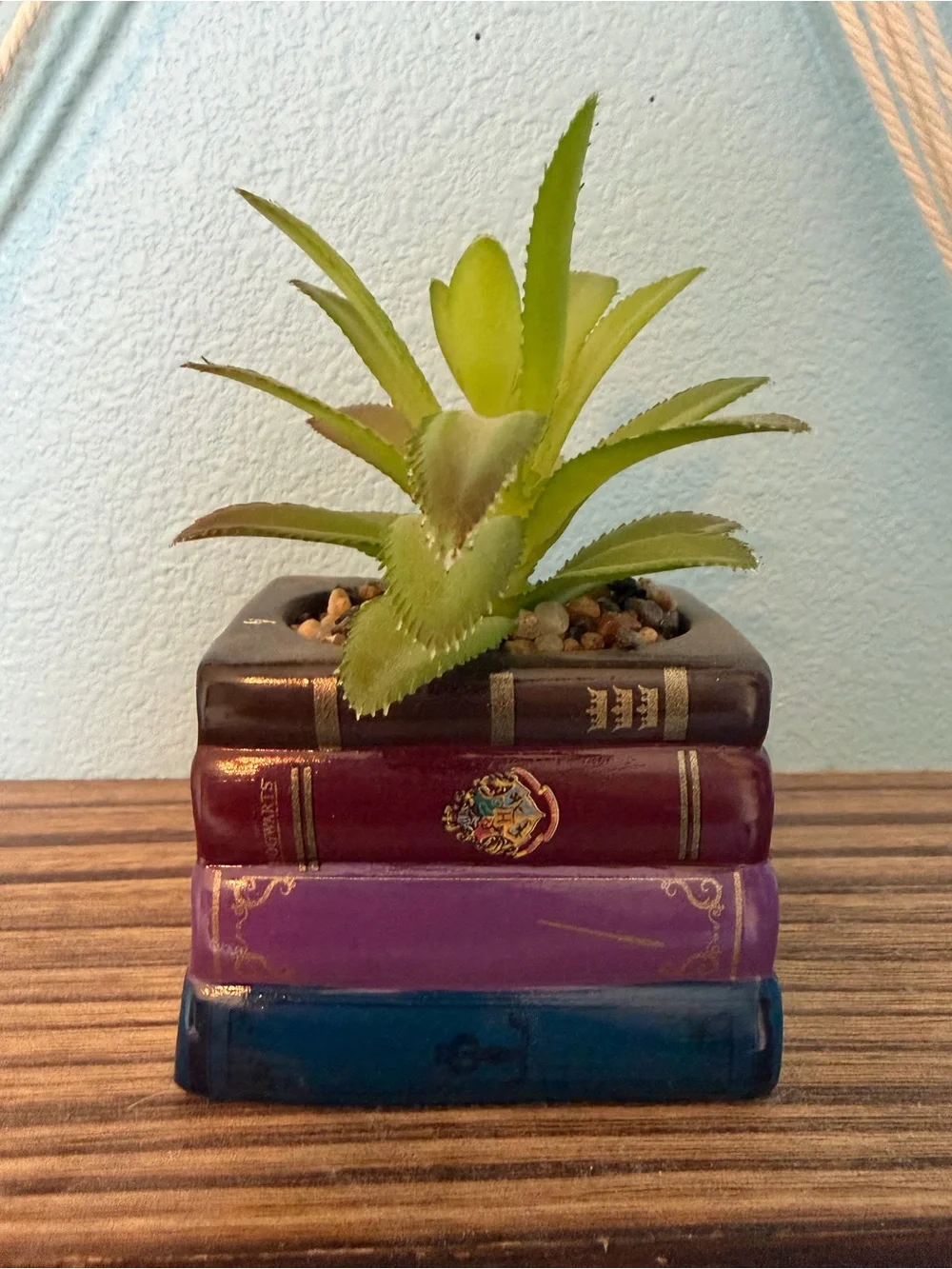 Silver Buffalo Harry Potter Book Stack 3” Succulent Planter w/ artificial plant