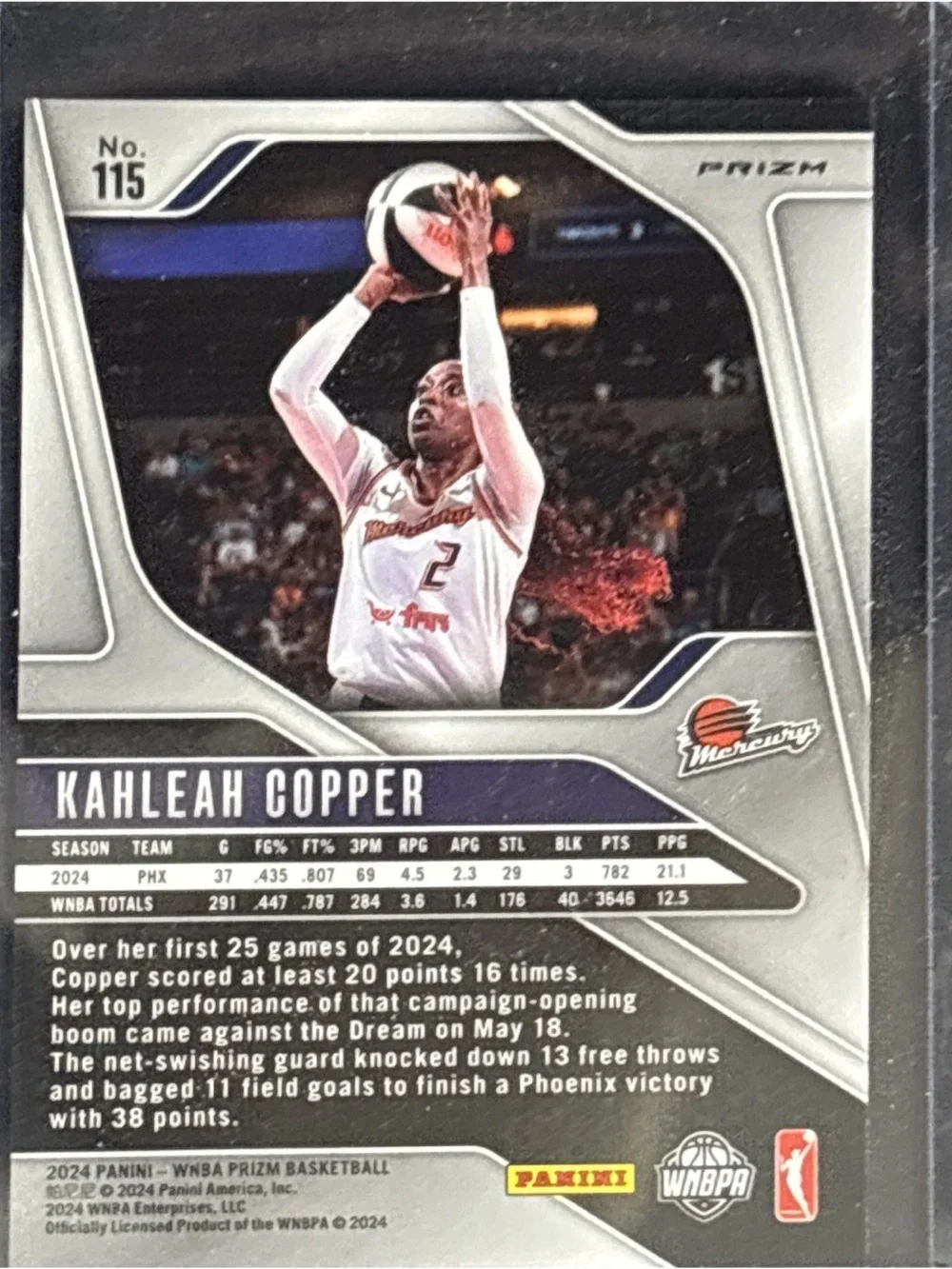 Panini Prizm Kahleah Copper Basketball Trading Card