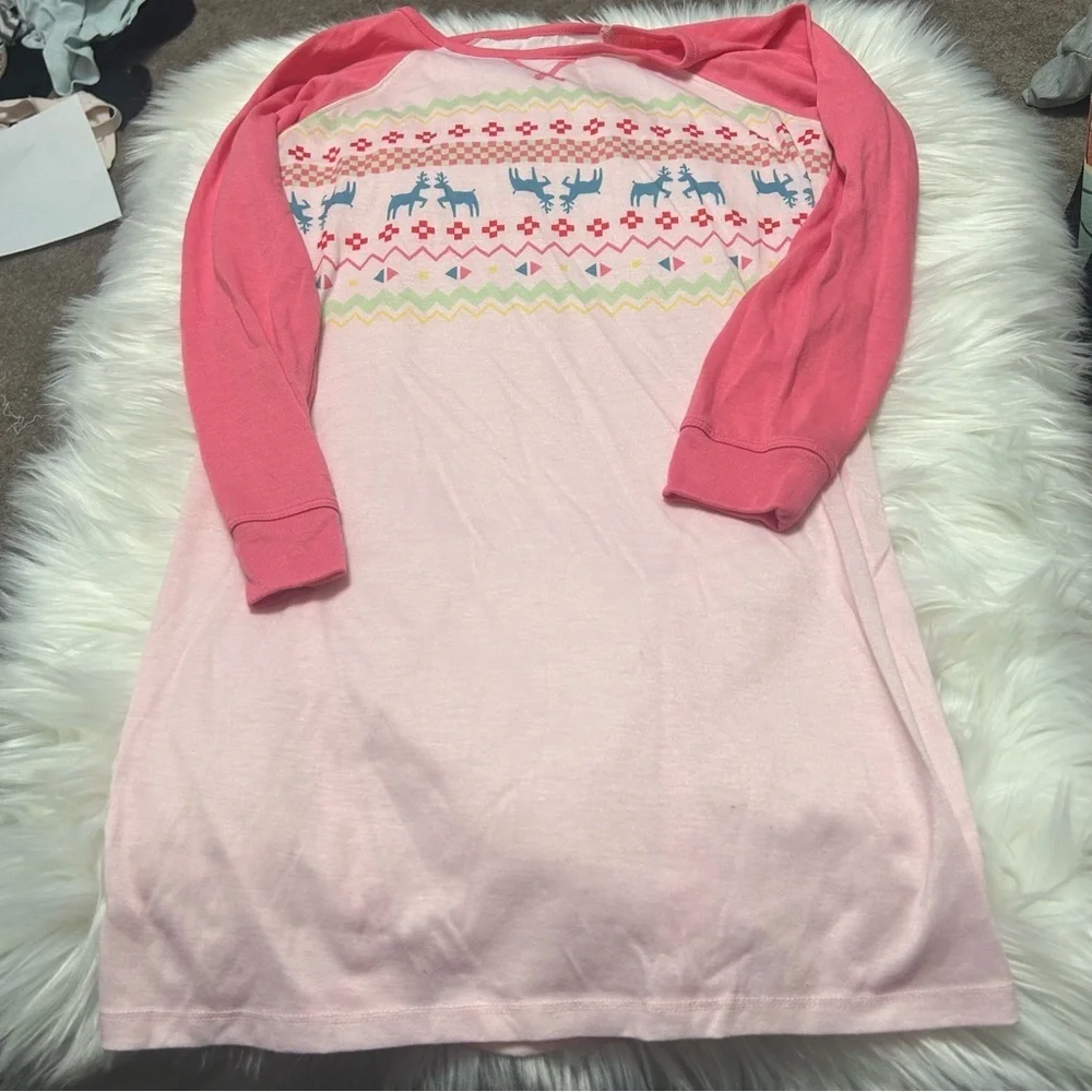 Size 10-12 Girls Cat & Jack Pink Winter Nightgown E2