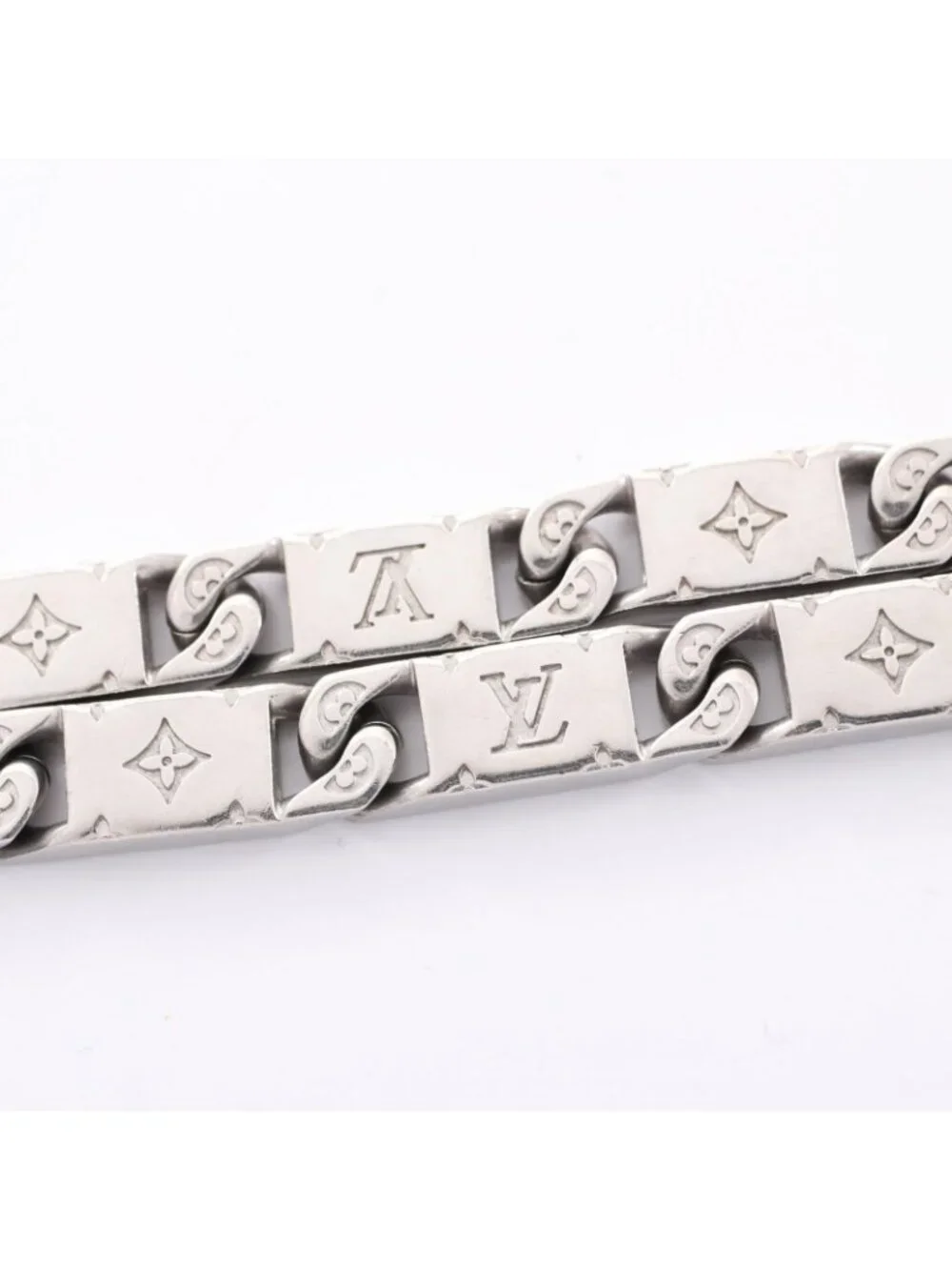 Louis Vuitton Necklace Monogram Tied Up Silver Stainless Steel