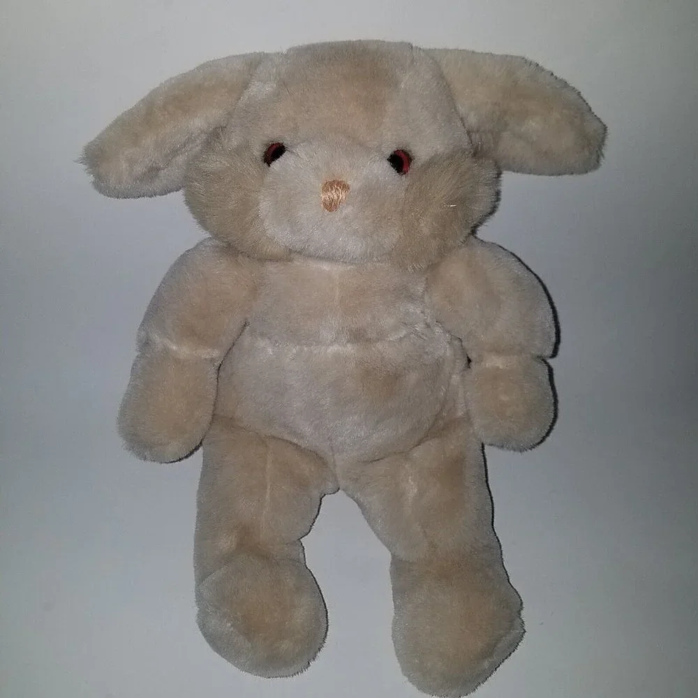 VTG Heartline Tan Brown Bunny Rabbit Plush Lovey Stuffed Animal Toy Easter 1988