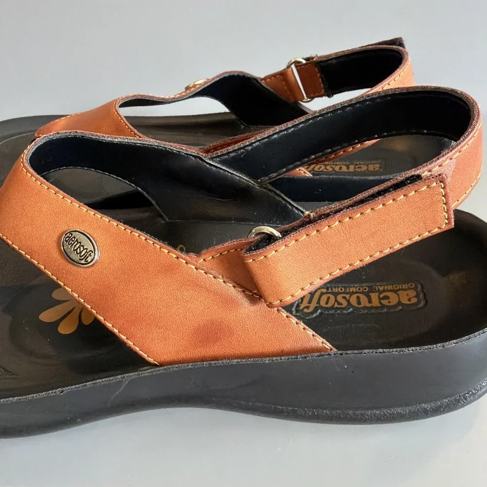 Aerosoft Original Comfort, Size 40 (US Size 9/9.5) Thong Sandals Brown