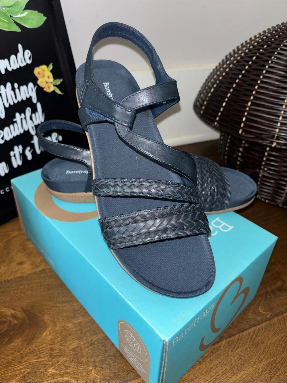 BareTraps Jalen  Navy Braided Slingback Sandals for Women 9M
