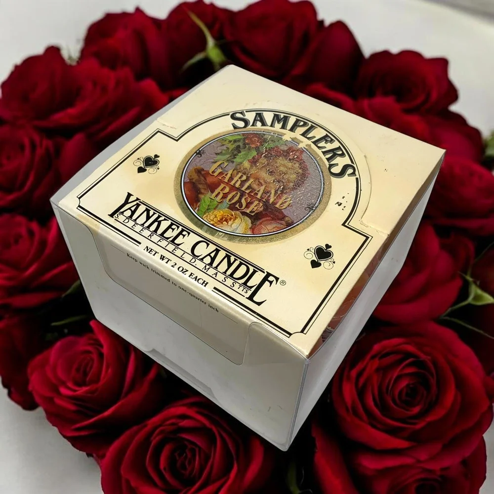 Vintage NEW 1990's Yankee Candle Garland Rose Sampler Votive Display Box Lot 8