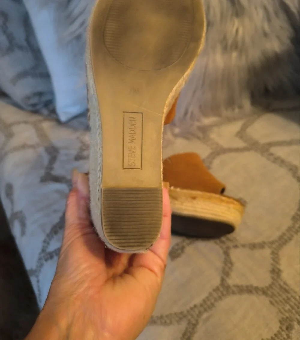 Steve Madden Copper Suede Espadrille Wedge Sandals with Ankle Strap