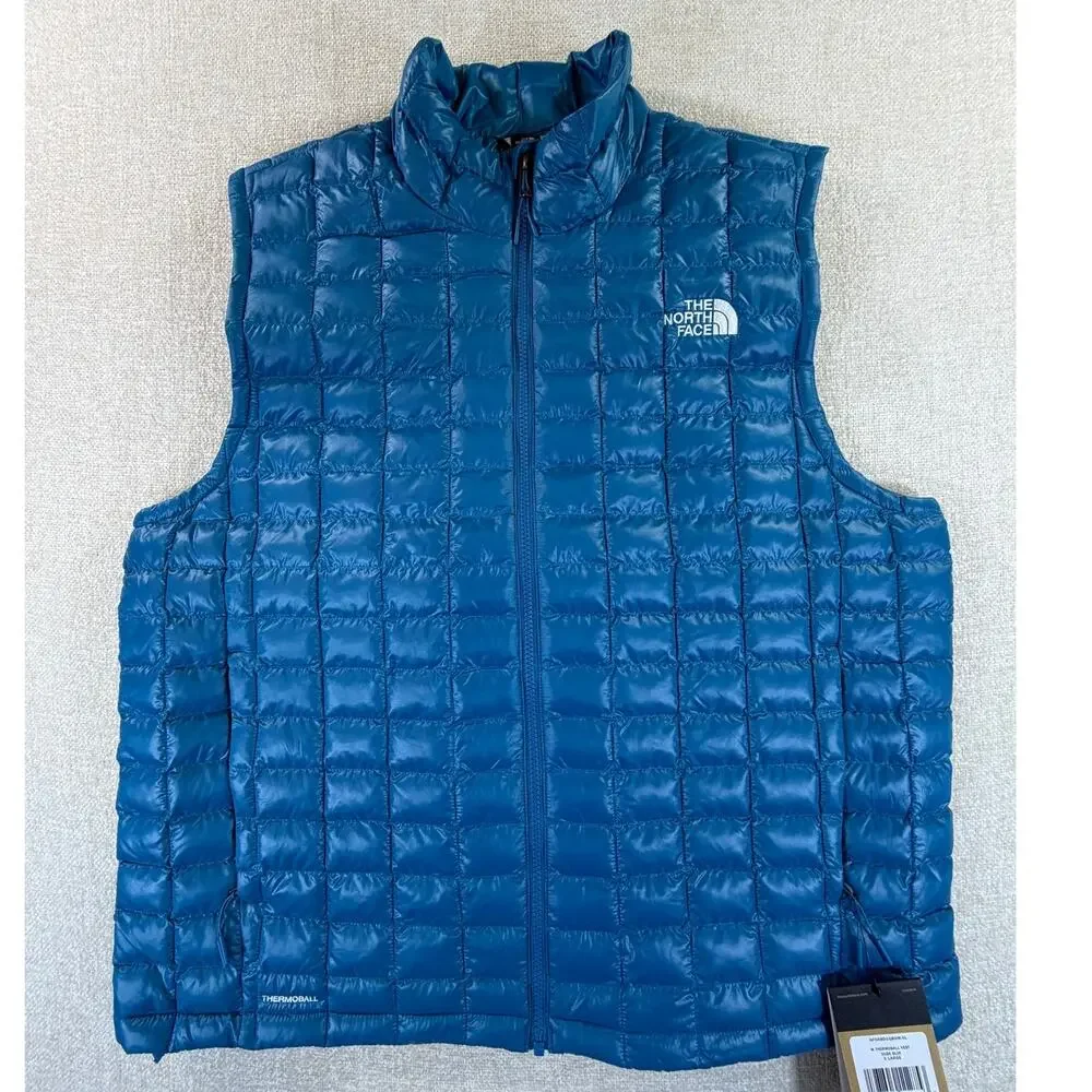The North Face Men Blue XL NWT ThermoBall Full Zip Insulated Vest Outdoor Hiking