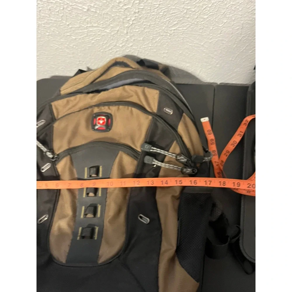 SwissGear Laptop Backpack Brown Black Multi Pocket Tech Travel Bag