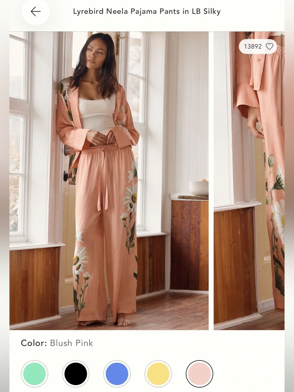 Anthropologie Pastel Blue Butterfly, Floral, Shell Print Silky Pajama Set