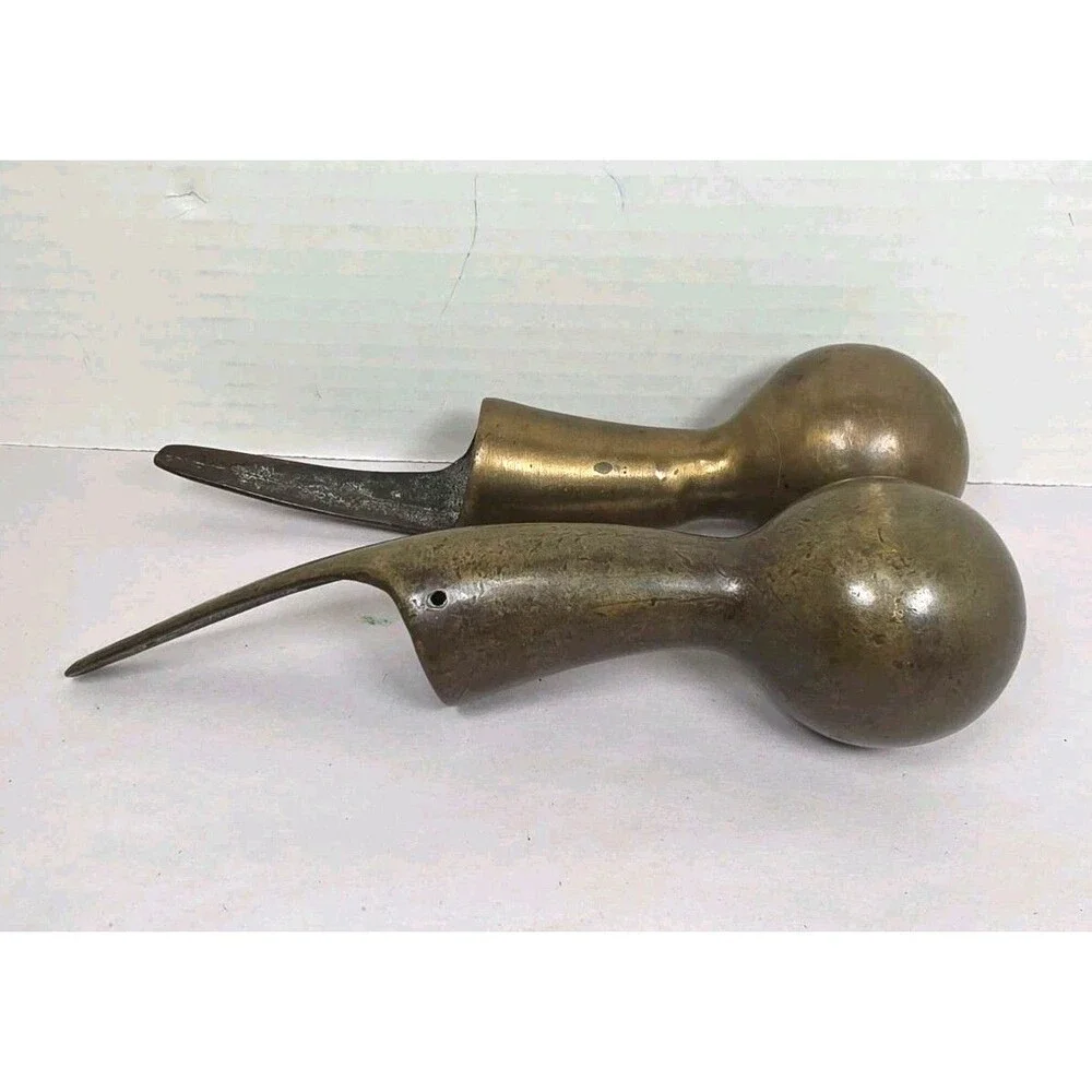 2 Vintage Antique Brass Horse Harness Hame Ball Knob Cane Handle