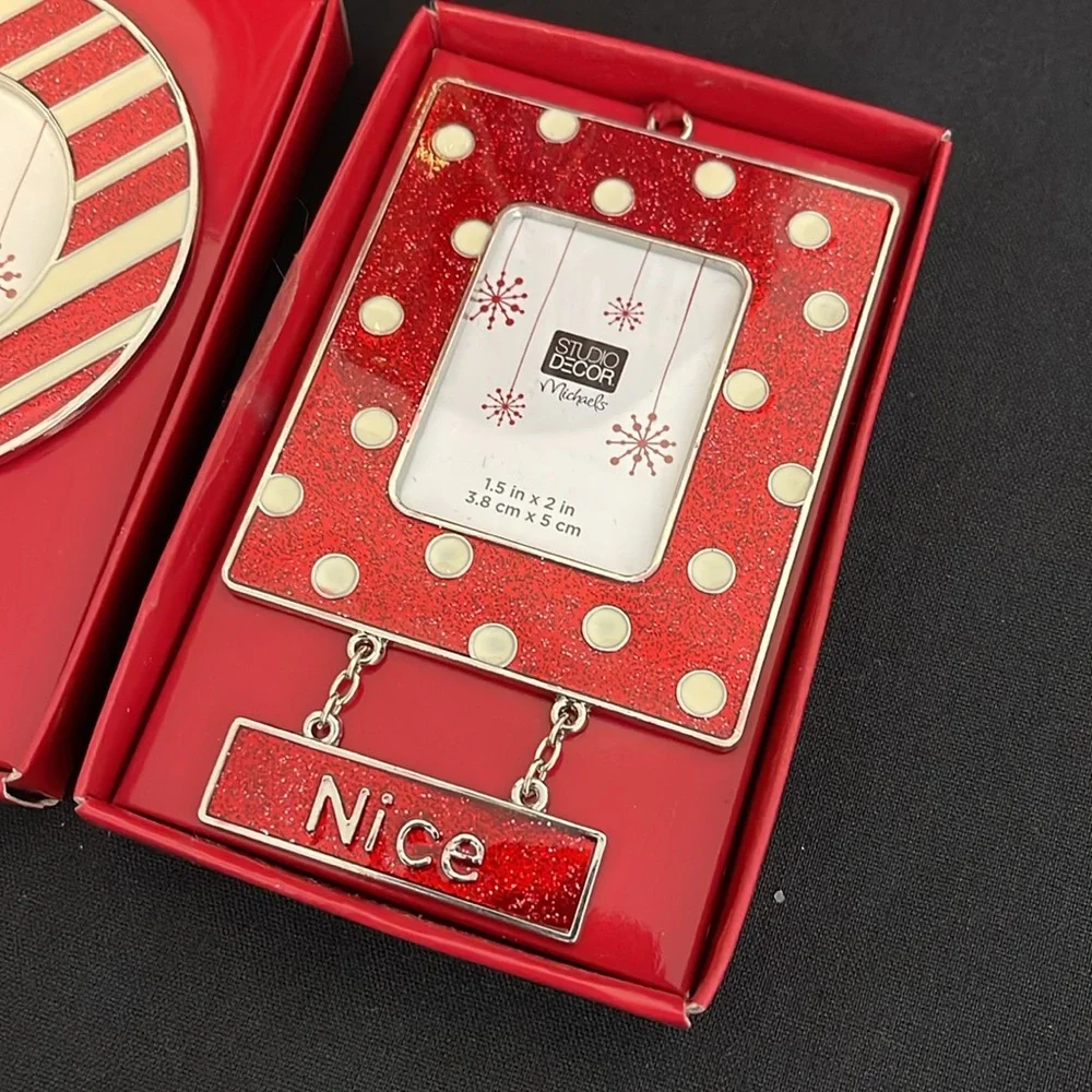 💸 Deck the Paws Ceramic Treat Container & Naughty/Nice Picture Frame Ornamental
