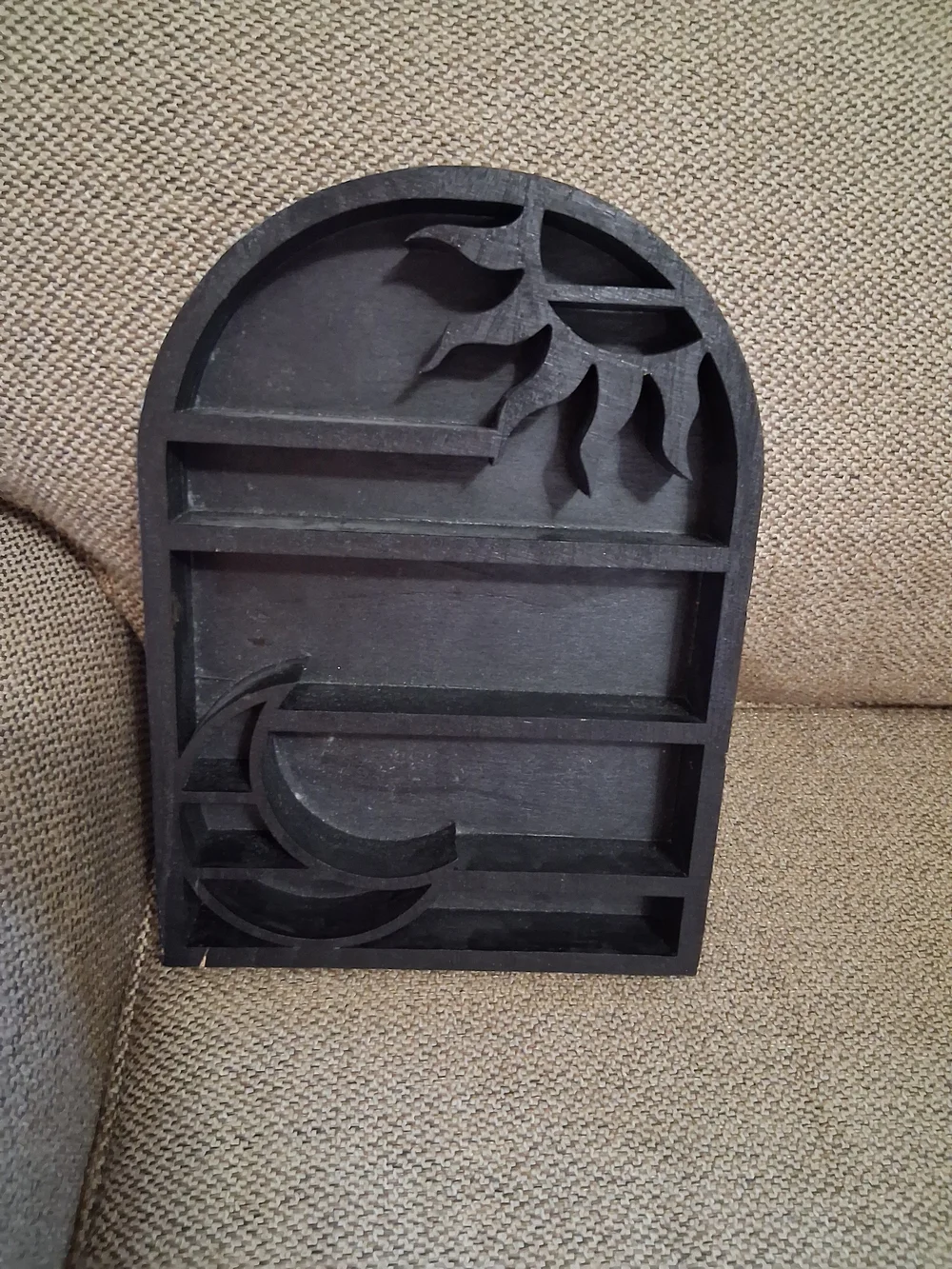 Celestial Sun & Moon Wooden Curio Shelf