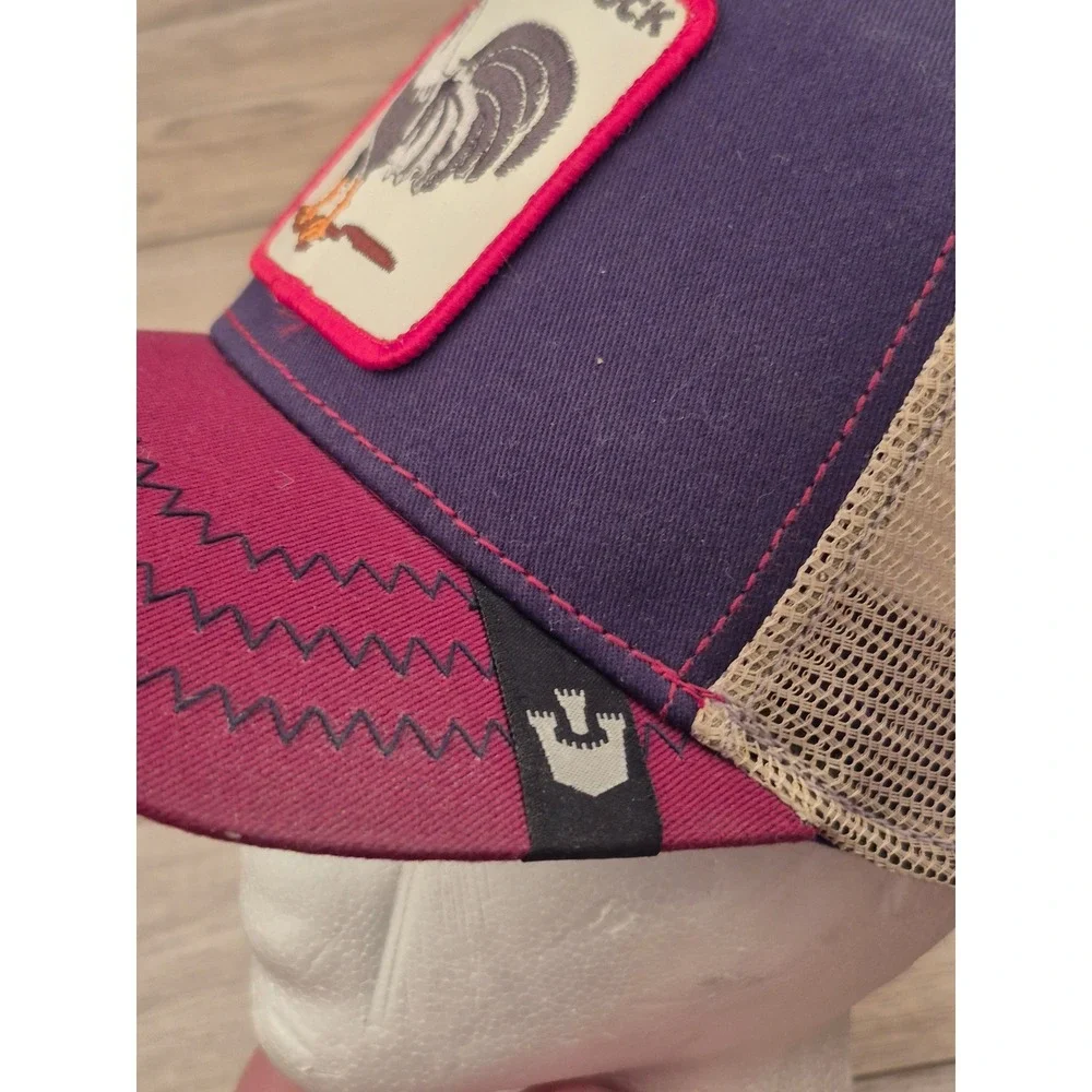 Goorin Bros The Farm Rooster Trucker‎ Hat Navy Burgundy Patch Snapback Cap