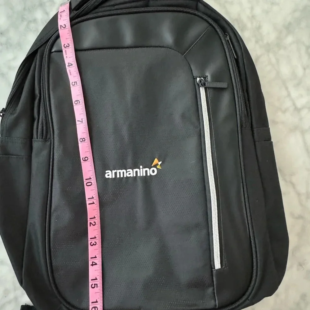 Black Backpack with 3 compartments for stuff NWOT 12x17x4