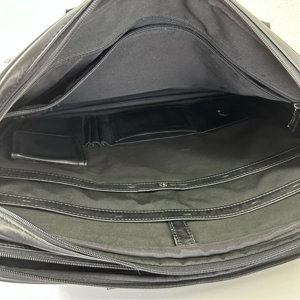 SATCHI genuine black leather messenger bag unisex academia