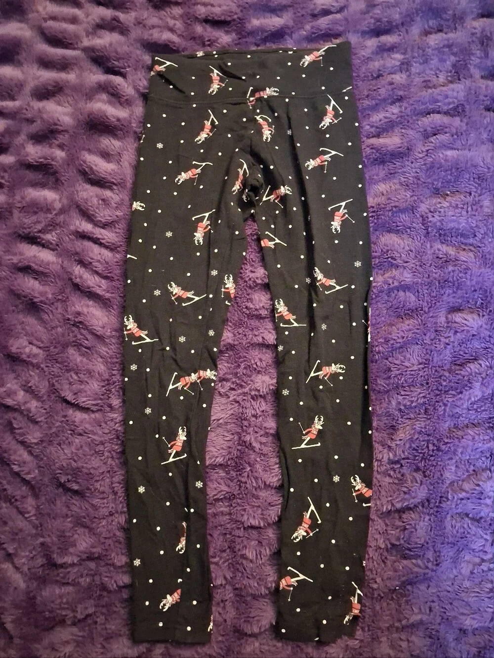 Justice Black Skiing Print Girls' Leggings with Red Accents