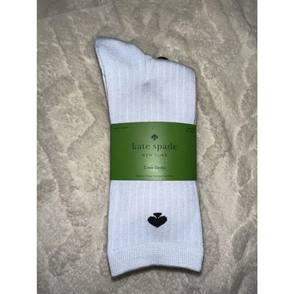 kate spade 6 pack Shades of Blue Solid Ribbed Cotton Blend Crew Dress Socks