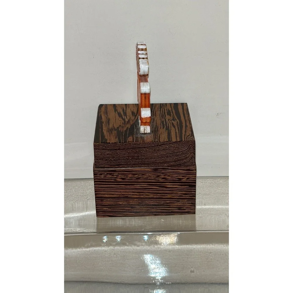 Beautiful Wooden trinket dish With Orange Moose‎ On Top