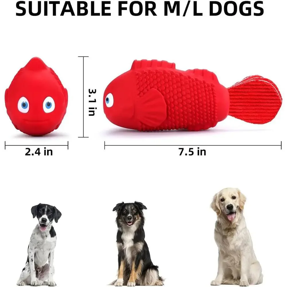 Durable Red Fish-Shaped Squeaky‎ Dog Toy for Chewing and Training