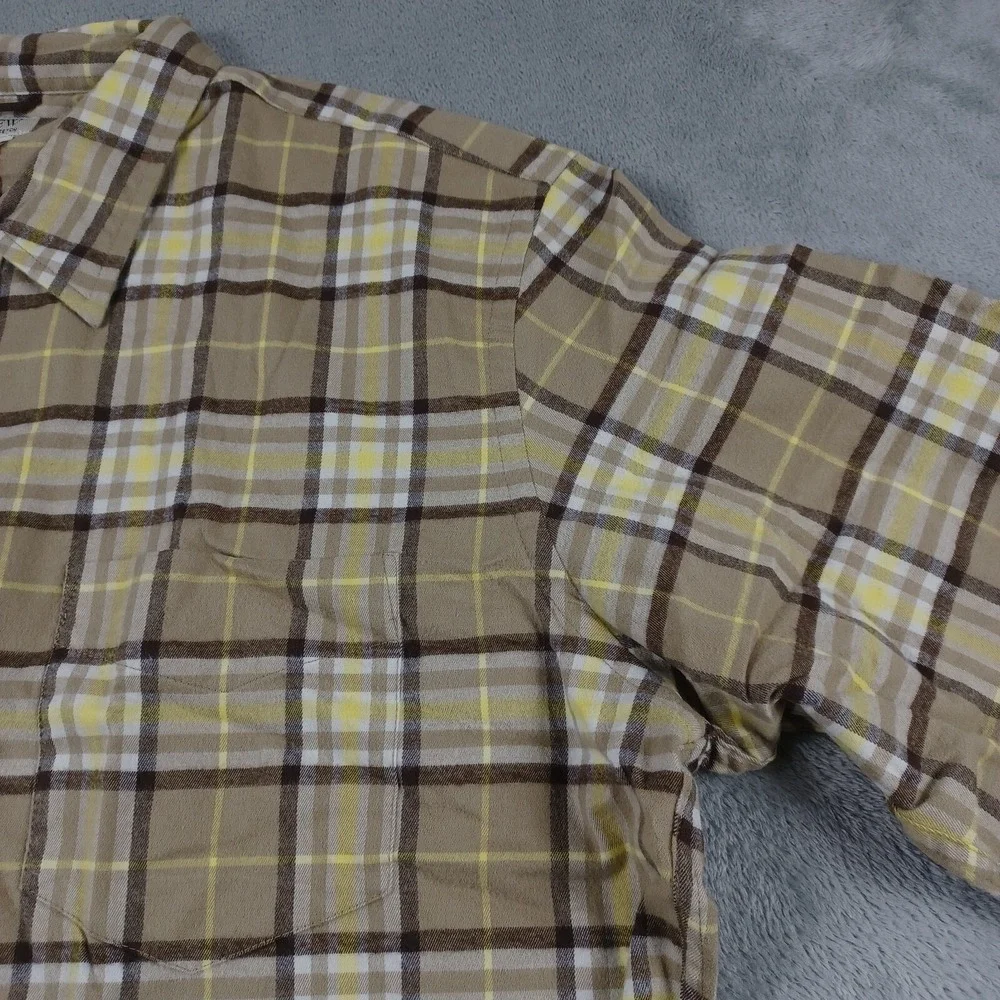 J Crew Shirt Mens XL Brown Plaid FLannel PReppy Button‎ Up Cotton Blend