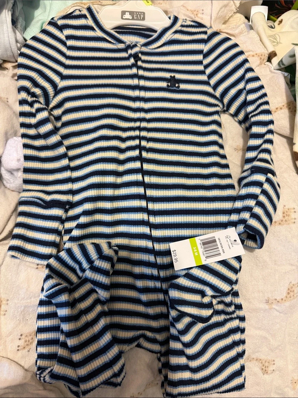 GAP Navy, Light Blue & White Striped Ribbed One-Piece