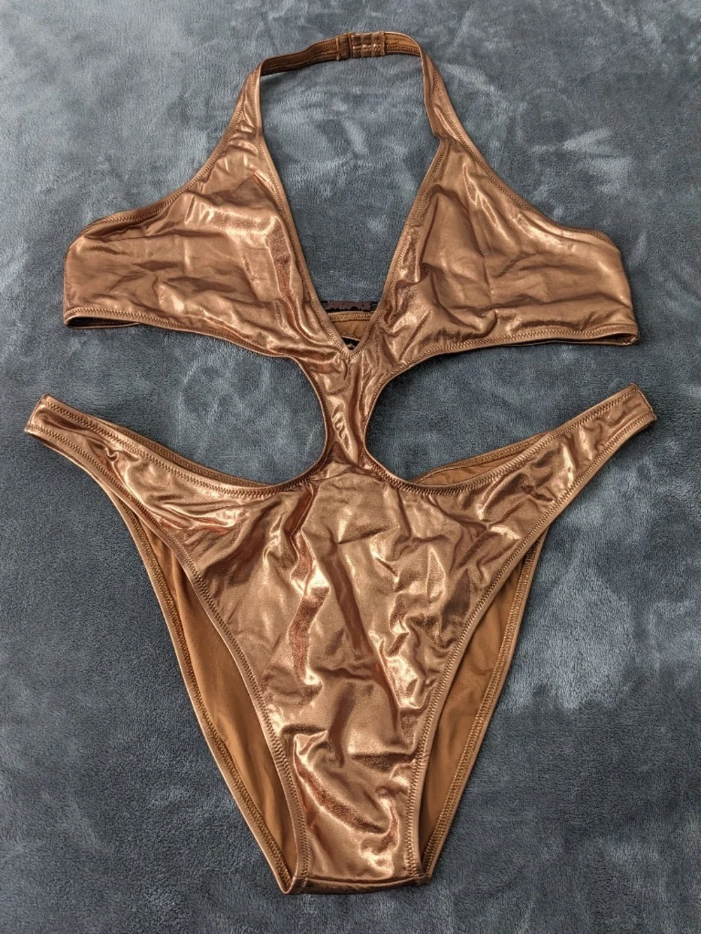 NWT Skims Metalic Swim Halter Monokini - Size 3XL