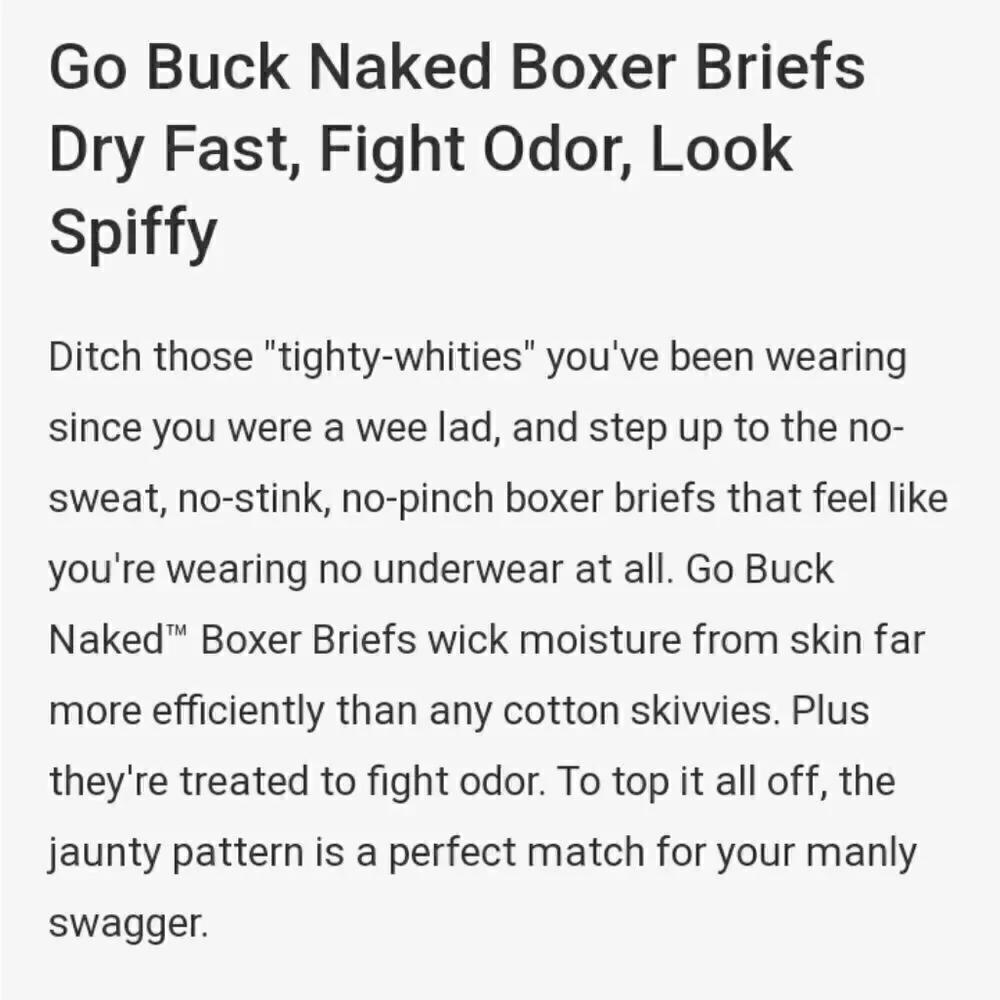 Buck Naked like wearing