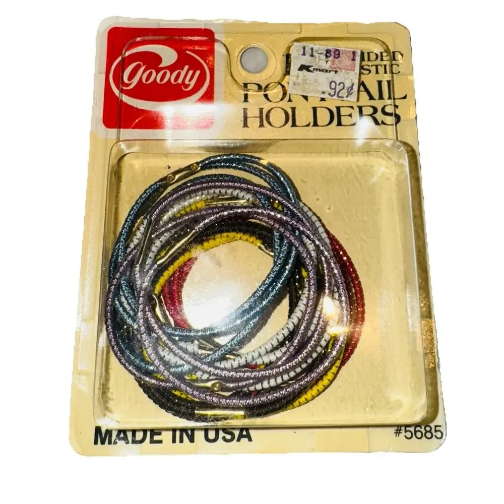 18 NEW Vintage Goody‎ Braided Plastic Ponytail Holders MadeinUSA Hair Ties 1982