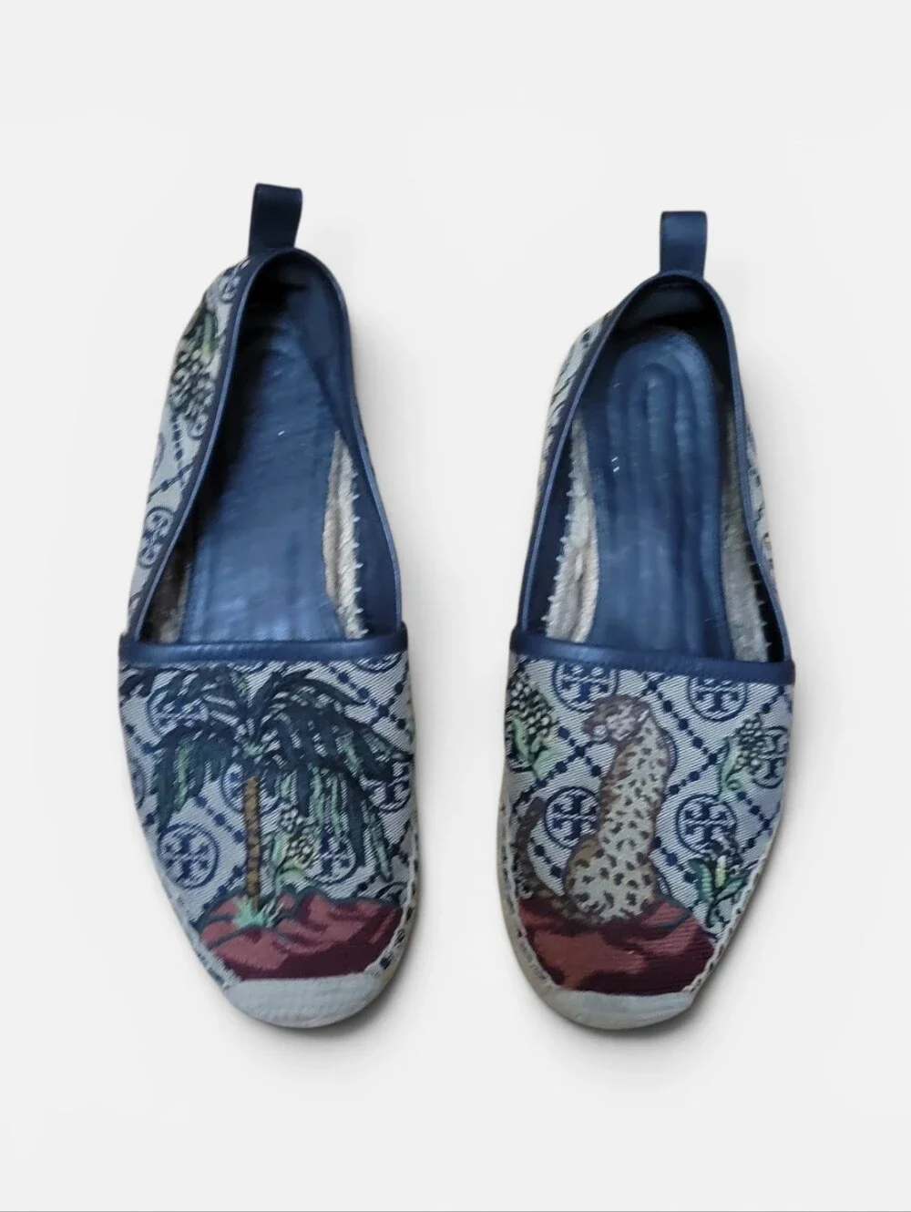 Tory Burch Paid‎ Or Tory Cheetah Embroidered Espadrilles GUC