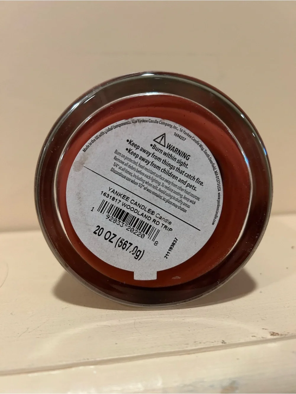Yankee Candle partially burned