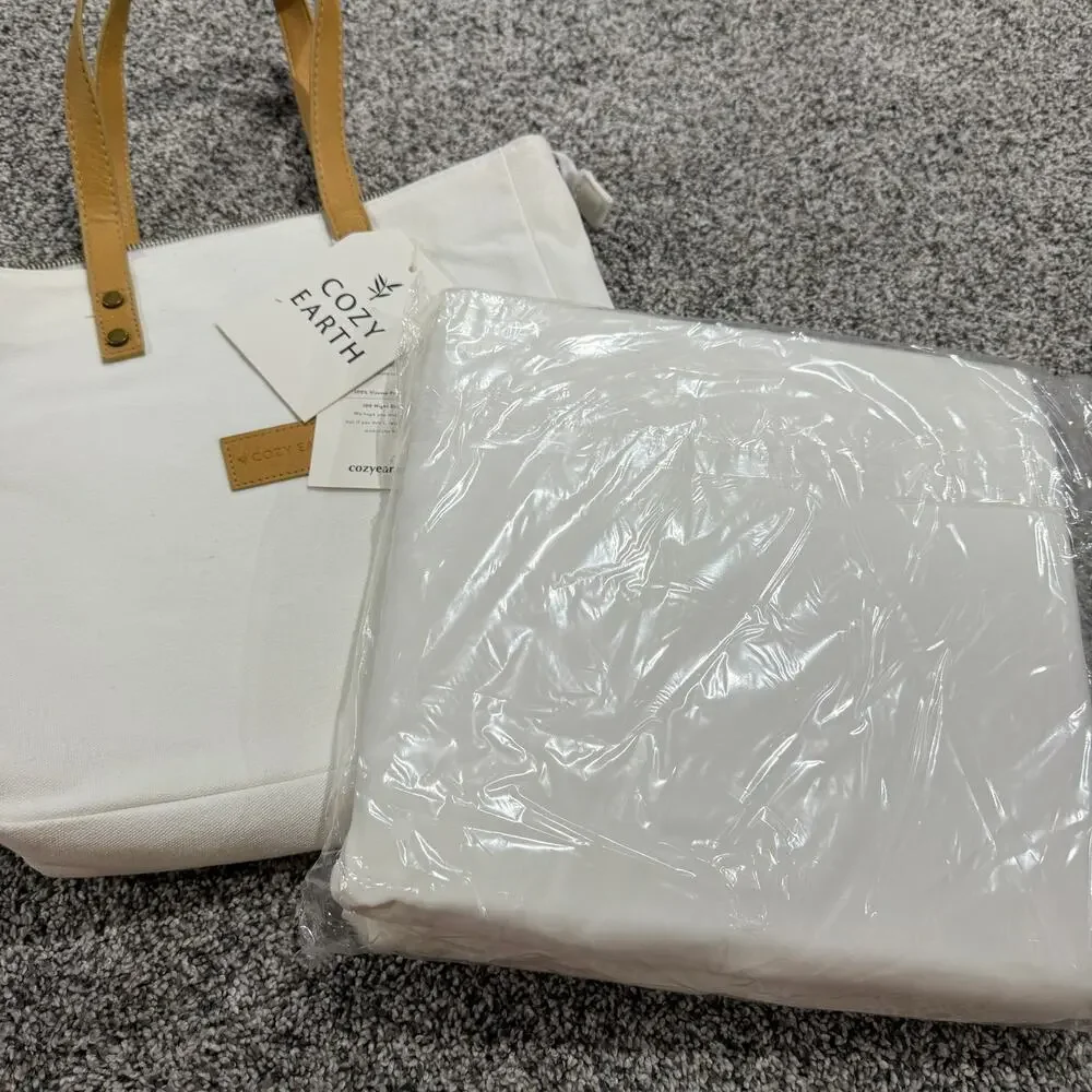 New Cozy Earth KING Size White Fitted Sheet, 100% Viscose from Bamboo, Free Tote