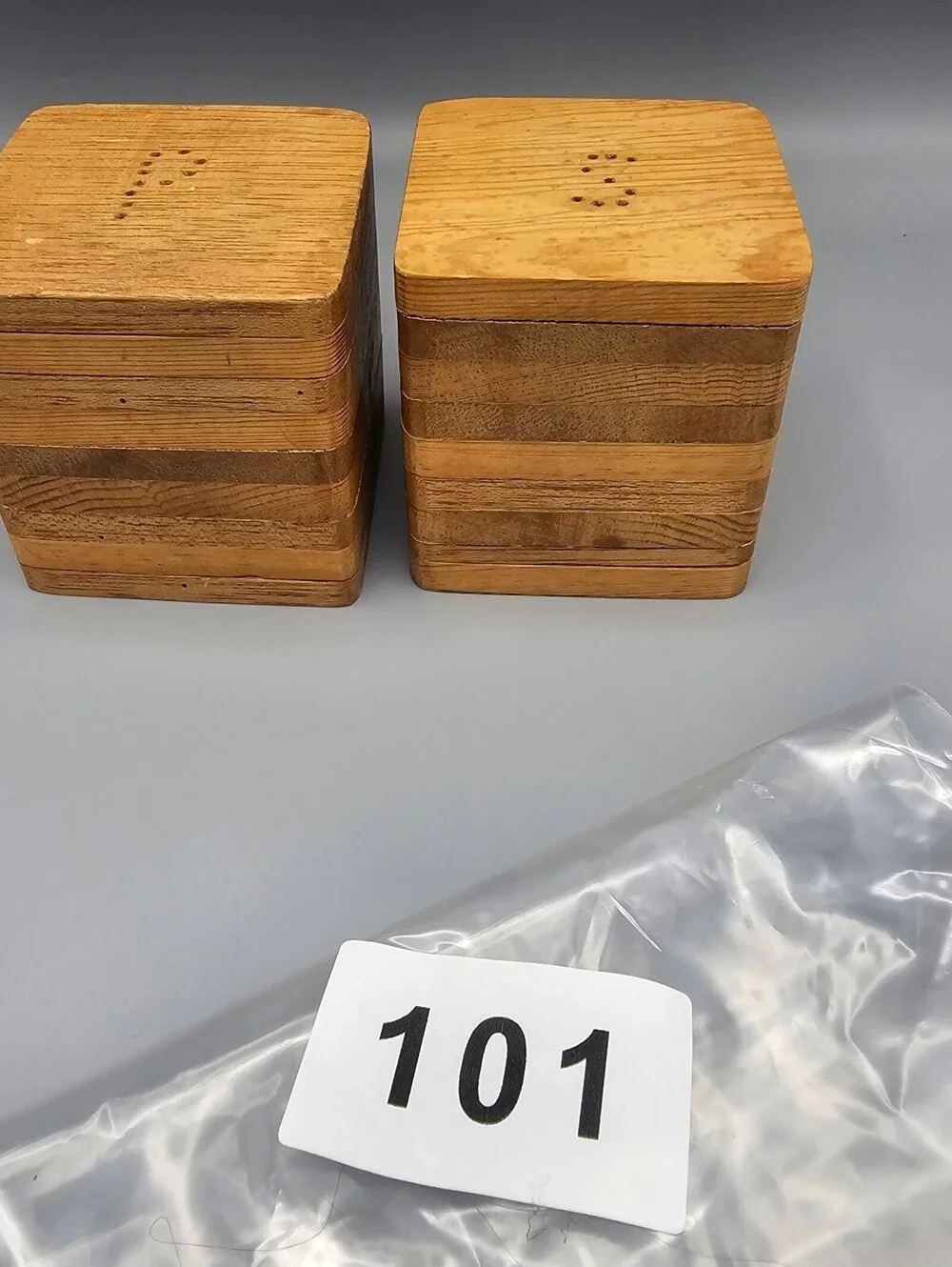 Vintage Wooden Salt and Pepper Shakers Set