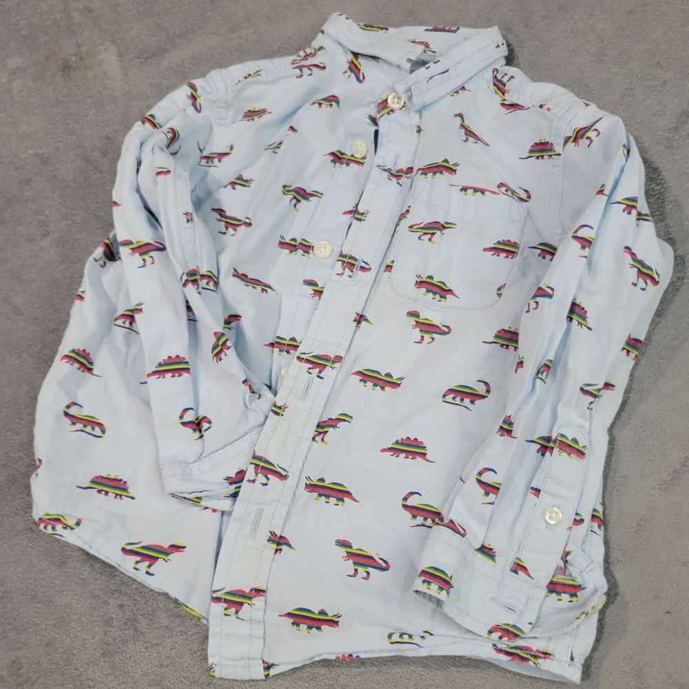 Carters‎ Childrens Place Boys 3T Multicolor Dinosaur Geometric Button Down Lot 3